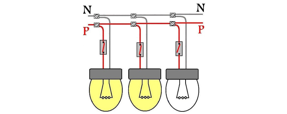 Параллельная схема подключения ламп